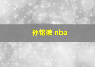 孙铭徽 nba